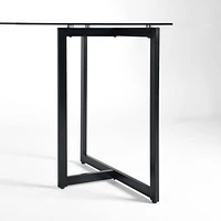 Homycasa Modern Glass Dining Table with Metal Frame, Sleek and Elegant Design, Perfect for Dining Room, Kitchen, or Office, 47.2 x 31.5 x 29.5 inches