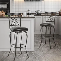 Homy Casa Set of 2 Bar Stools - Swivel Counter Stools with Faux Leather Upholstery Metal Legs, Expresso