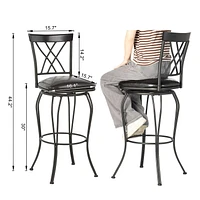 Homy Casa Set of 2 Bar Stools - Swivel Counter Stools with Faux Leather Upholstery Metal Legs, Expresso