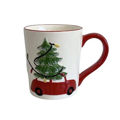 Holiday Time Tasse en céramique voiture/arbre 14,5 oz Tasse en grès "Voiture/Arbre"