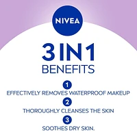 NIVEA 3-in-1 Biodegradable Sensitive Skin Cleansing Wipes, 40 Wipes