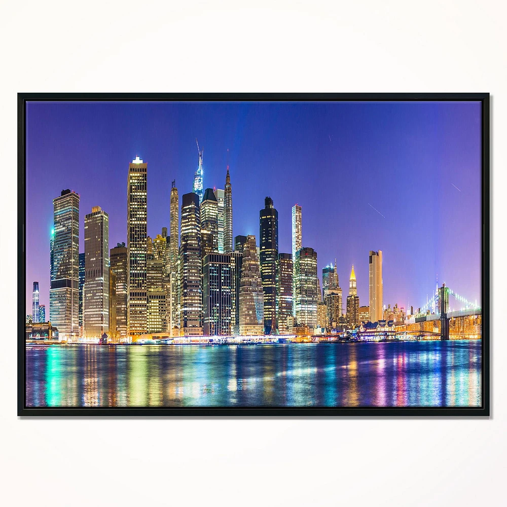 Design Art New York Cityscape Panorama Framed Canvas Art Print