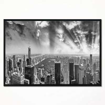 Design Art Central Park And Surrounding Buildings Framed Canvas Art Print