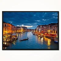 Design Art Grand Canal at Night Venice Framed Canvas Art Print