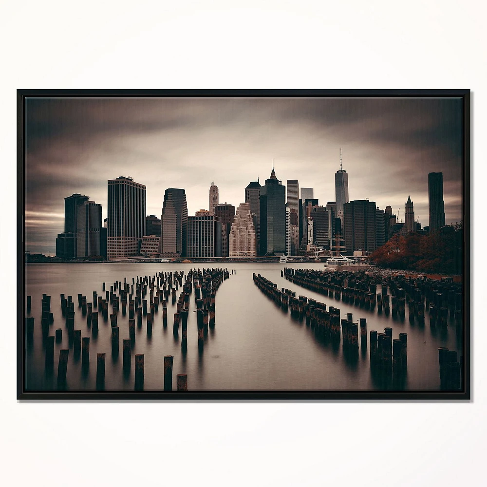 Design Art Manhattan Financial District Framed Canvas Art Print