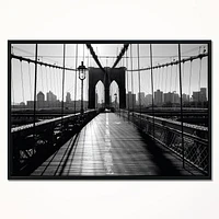 Design Art Dark Brooklyn Bridge Framed Canvas Art Print