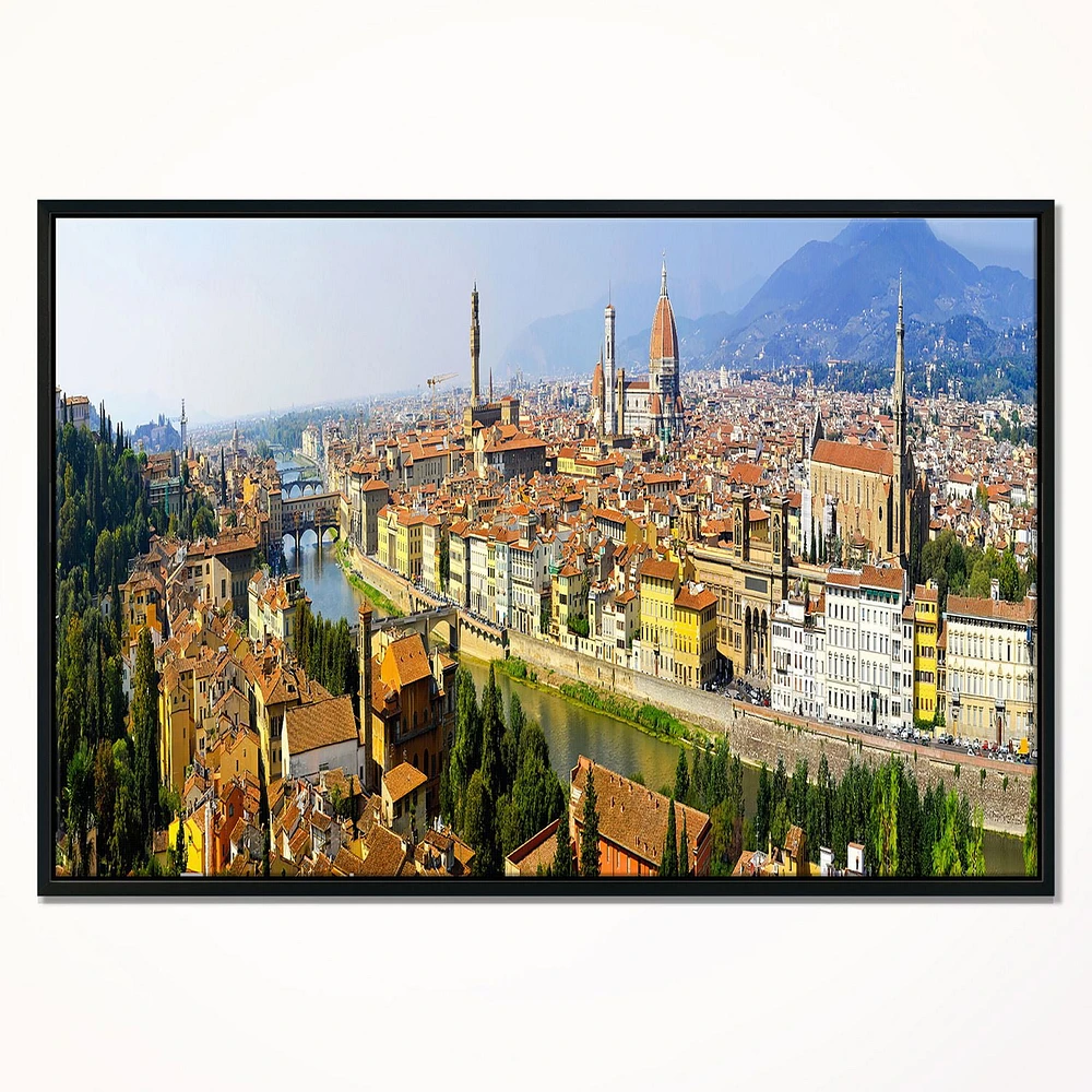 Design Art Florence Panoramic View Framed Canvas Art Print