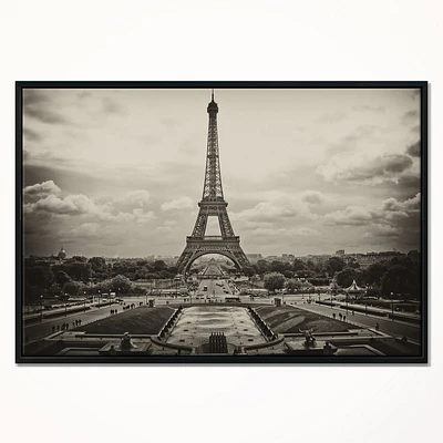 Design Art Vintage View of Paris France Framed Canvas Art Print