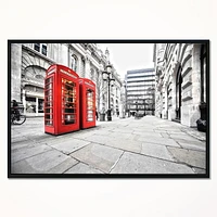 Design Art Phone Booths on Street Framed Canvas Art Print