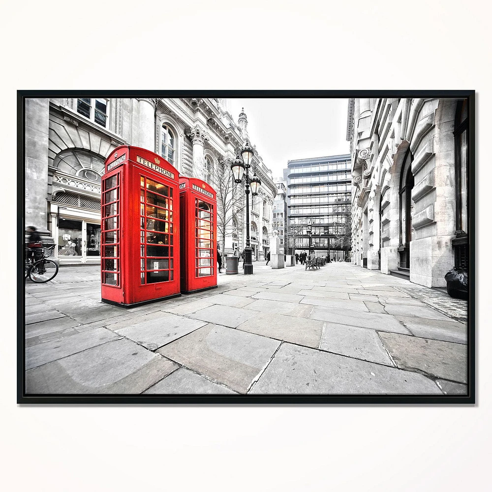 Design Art Phone Booths on Street Framed Canvas Art Print