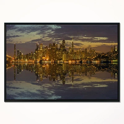 Design Art San Francisco at Sunset Panorama Framed Canvas Art Print