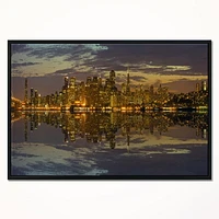 Design Art San Francisco at Sunset Panorama Framed Canvas Art Print