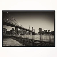 Design Art Famous Landmark of Brooklyn Bridge Framed Canvas Art Print