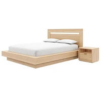 Ensemble de chambre à coucher Stanley 4 pièces avec tête de lit, sommier à lattes et 2 tables de chevet