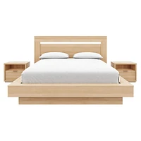 Ensemble de chambre à coucher Stanley 4 pièces avec tête de lit, sommier à lattes et 2 tables de chevet