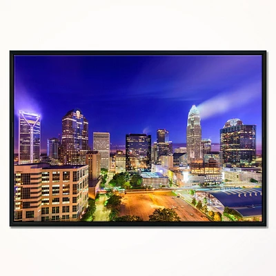 Design Art Charlotte North Carolina Cityscape Framed Canvas Art Print