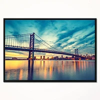 Design Art Ben Franklin Bridge in Philadelphia Framed Canvas Art Print