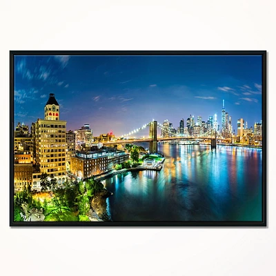 Design Art Colorful New York City Panoramic View Framed Canvas Art Print