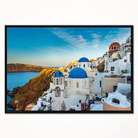 Design Art Beautiful Santorin Houses Greece Framed Canvas Art Print