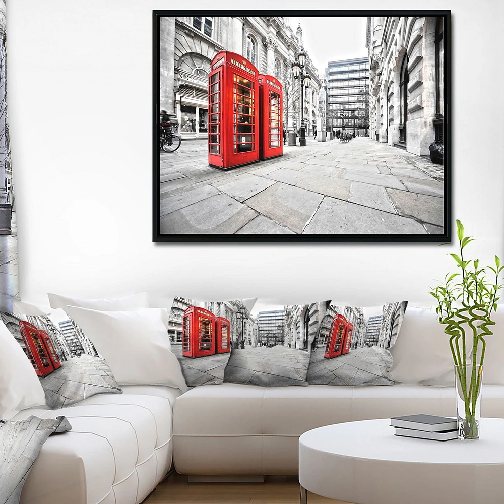 Design Art Phone Booths on Street Framed Canvas Art Print