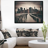 Design Art Manhattan Financial District Framed Canvas Art Print