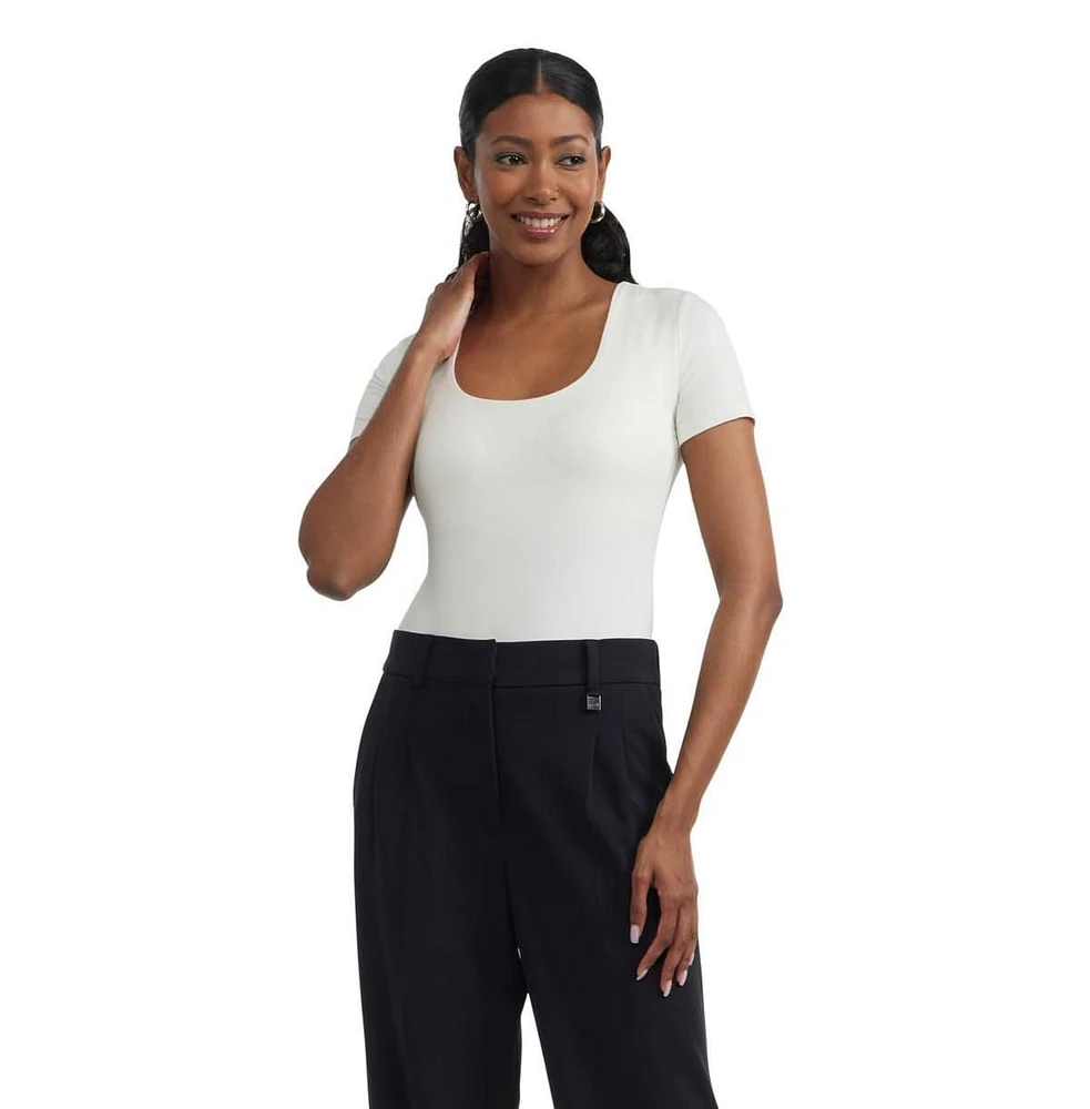 Mexx justaucorps en tricot à col carré, manches courtes pour femmes S-XL