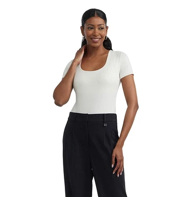 Mexx justaucorps en tricot à col carré, manches courtes pour femmes S-XL