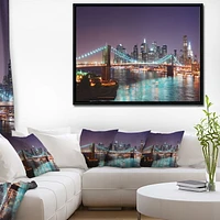 Design Art New York City Manhattan Skyline Panorama Framed Canvas Art Print