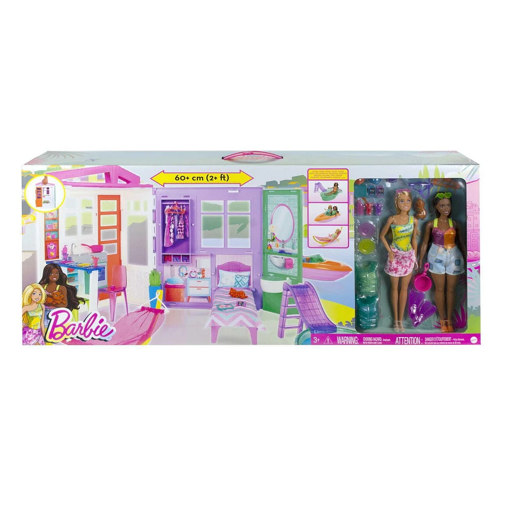 ​Barbie House Gift Set with 2 Barbie Fashionistas Dolls 