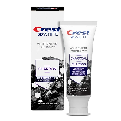 Dentifrice au fluorure avec charbon Crest 3D White Whitening Therapy Nettoyage en profondeur, Menthe vivifiante