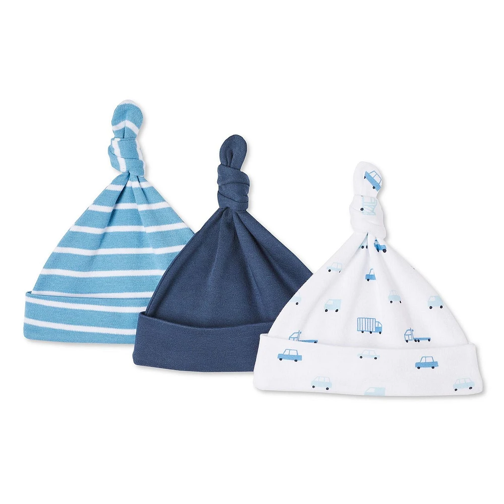 George Baby Boys' Knotted Hat 3-Pack, One Size