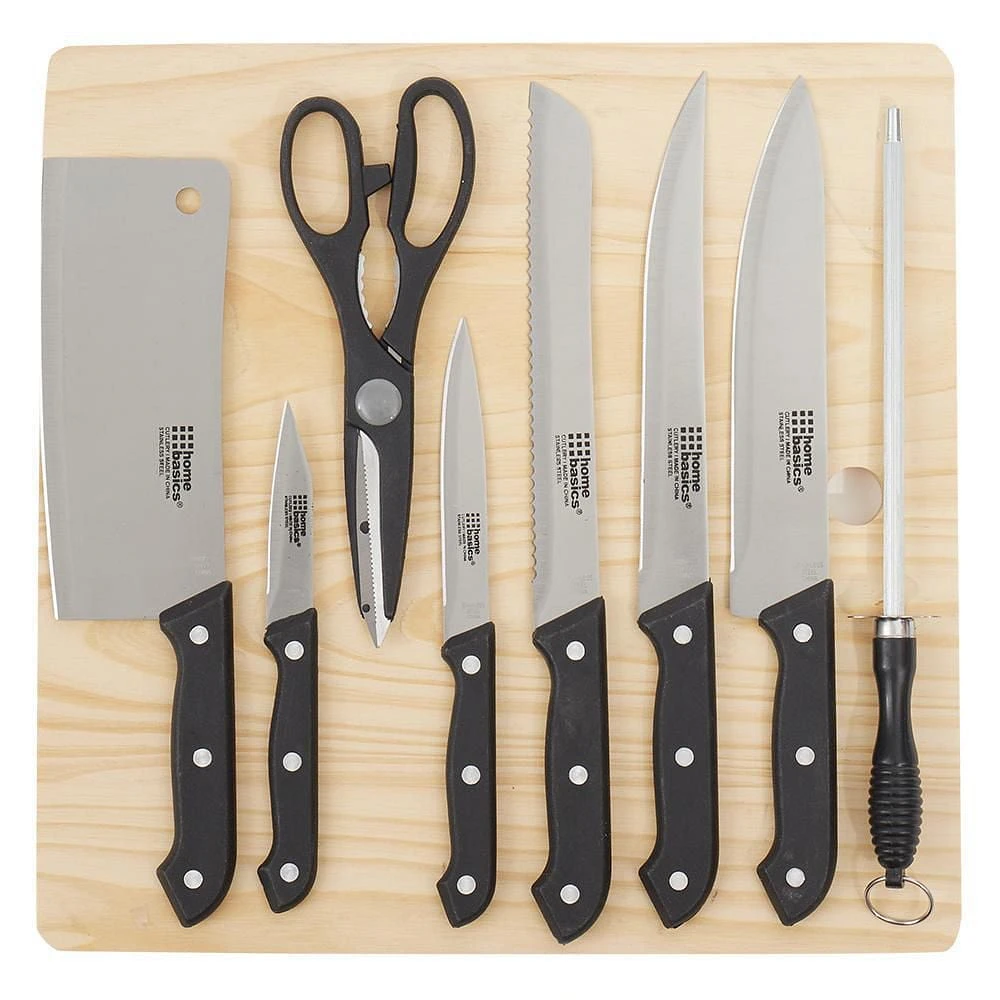 8 Piece Knife Set with Board in Black, HB 8PC KNIFE SET w/BOARD Black