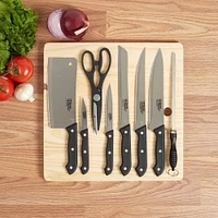 8 Piece Knife Set with Board in Black, HB 8PC KNIFE SET w/BOARD Black