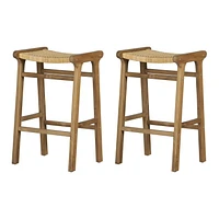 Rattan and Teak Bar Stool, Set of 2 from the collection Balka South Shore