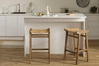 Rattan and Teak Bar Stool, Set of 2 from the collection Balka South Shore