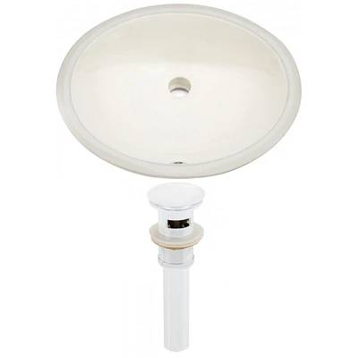 19.5-in. W CUPC Oval Bathroom Undermount Sink Set In Biscuit - White Hardware - Overflow Drain Incl. AI-24848