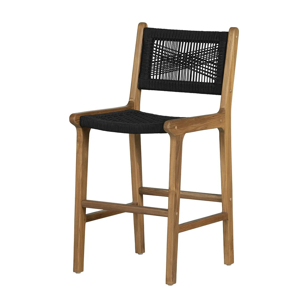 Woven Rope and Teak Wood Counter Stool from the collection Balka South Shore