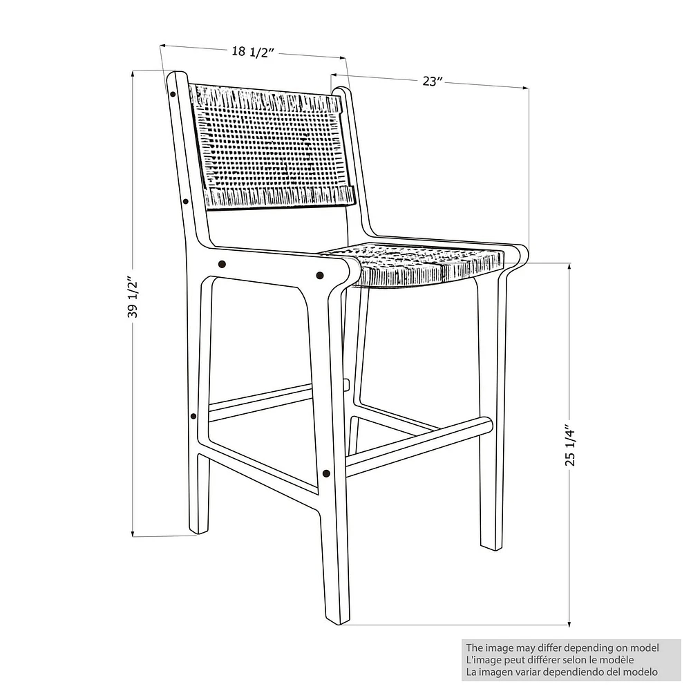 Woven Rope and Teak Wood Counter Stool from the collection Balka South Shore