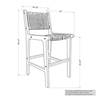 Woven Rope and Teak Wood Counter Stool from the collection Balka South Shore