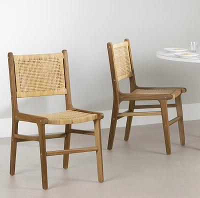 Rattan and Teak Dining Chair, Set of 2 from the collection Balka South Shore