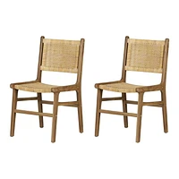 Rattan and Teak Dining Chair, Set of 2 from the collection Balka South Shore