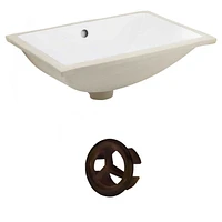 20.75-in. W CSA Rectangle Bathroom Undermount Sink Set In White - Oil Rubbed Bronze Hardware AI-20540