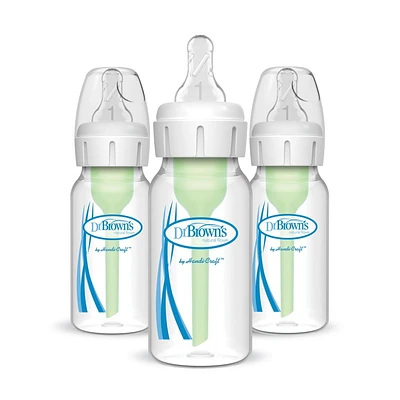 Dr. Brown’s Natural Flow Anti-Colic Options+ Baby Bottles, 4oz/120mL, Level 1 Slow Flow Nipples,  3-Pack, 0m+