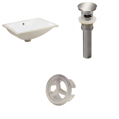 20.75-in. W CSA Rectangle Bathroom Undermount Sink Set In White - Brushed Nickel Hardware - Overflow Drain Incl. AI-20688