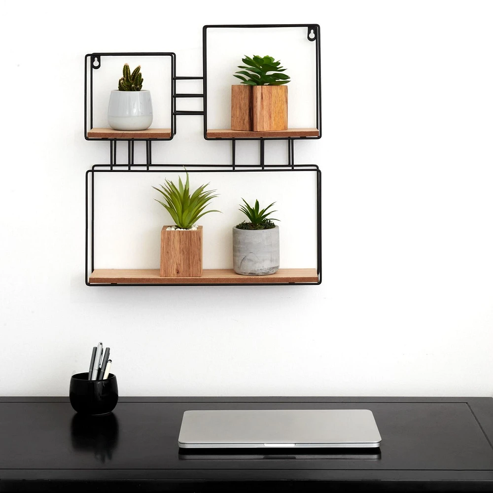 Truu Design Decorative Square Wooden Floating Wall Shelf