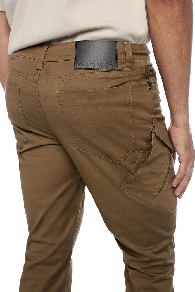 Jeaniologie ™ Mens Slim Fit Jeans With Cargo Pockets - Tobacco