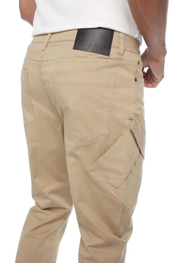 Jeaniologie ™ Mens Slim Fit Jeans With Cargo Pockets - Tan