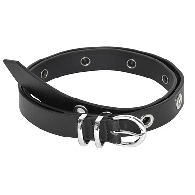 NICCI GROMMET BELT WITH ROUND SILVER HARDWARE