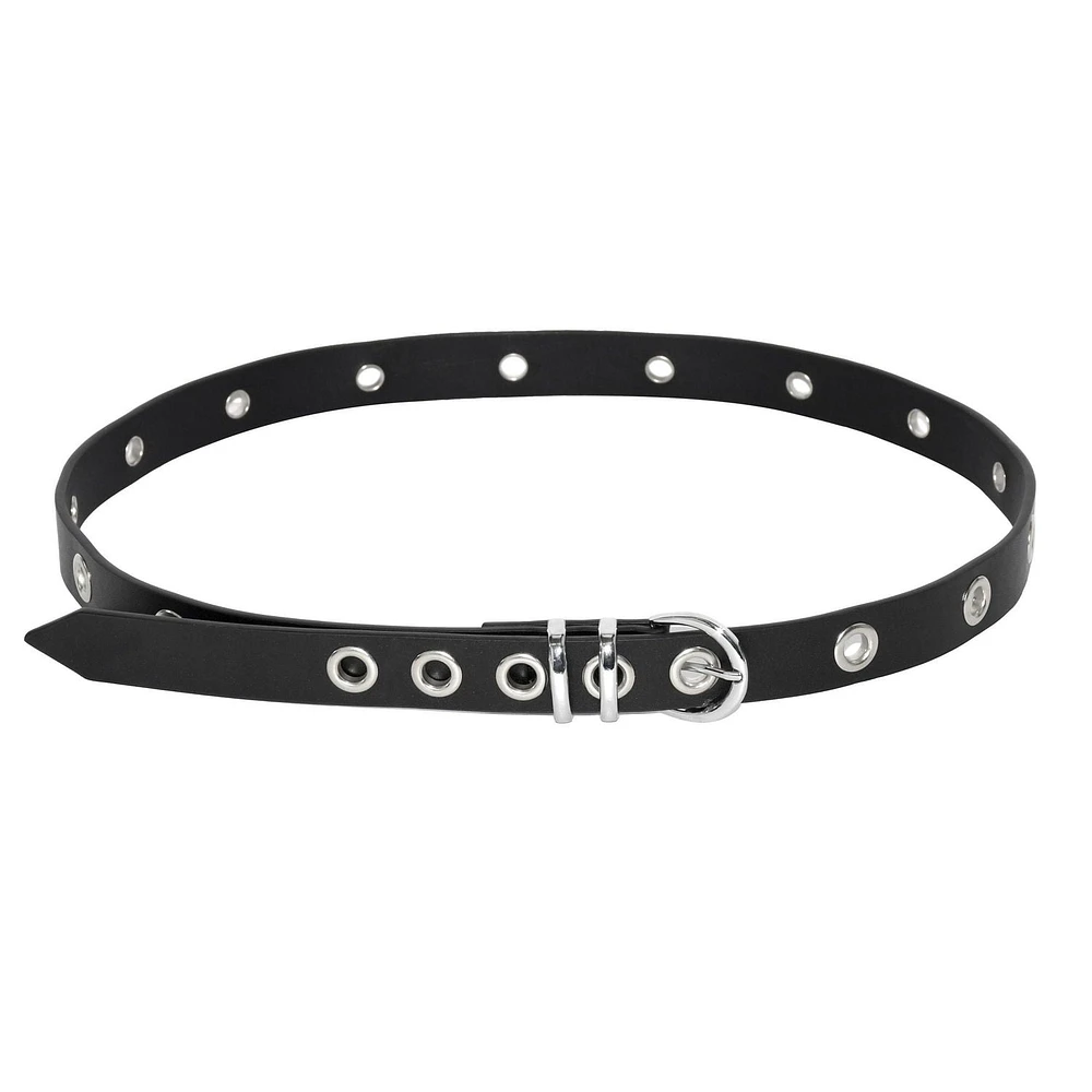 NICCI GROMMET BELT WITH ROUND SILVER HARDWARE