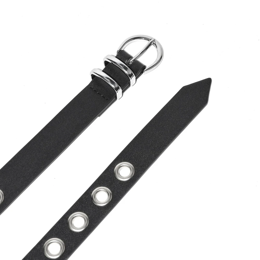 NICCI GROMMET BELT WITH ROUND SILVER HARDWARE